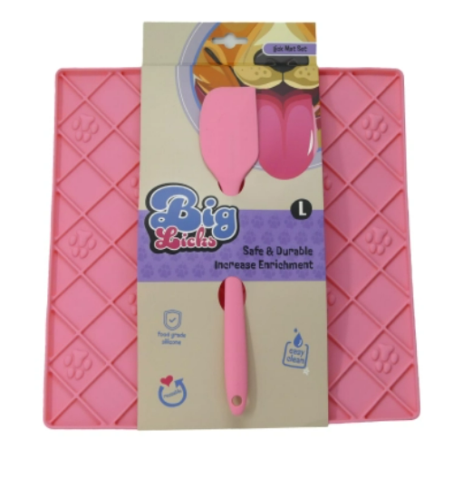 big licks mat with serving spoon pink Big Licks Mat With Serving Spoon Large - Pink - Image 1