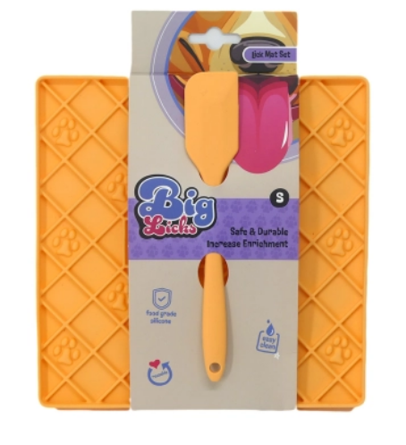 big licks mat with serving spoon small orange Big Licks Mat With Serving Spoon Small - Orange - Image 1