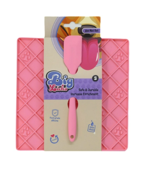 big licks mat with serving spoon small pink Big Licks Mat With Serving Spoon Small - Pink - Image 1