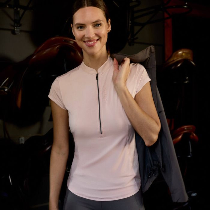 Ariat Breathe 1/2 Zip Short Sleeved Base Layer - Sepia Rose - Image 6