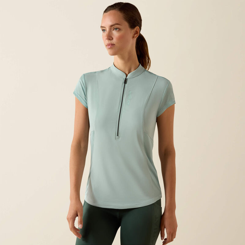 bs Ariat Breathe 1/2 Zip Short Sleeved Base Layer - Blue Surf - Image 1