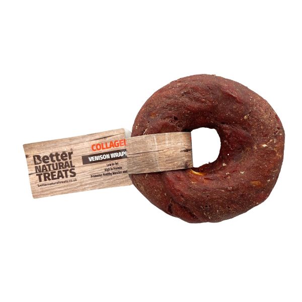 Better Natural Treat - Venison wrapped collagen donut 7cm Better Natural Treat - Venison Wrapped Collagen Donut 7cm - Image 1